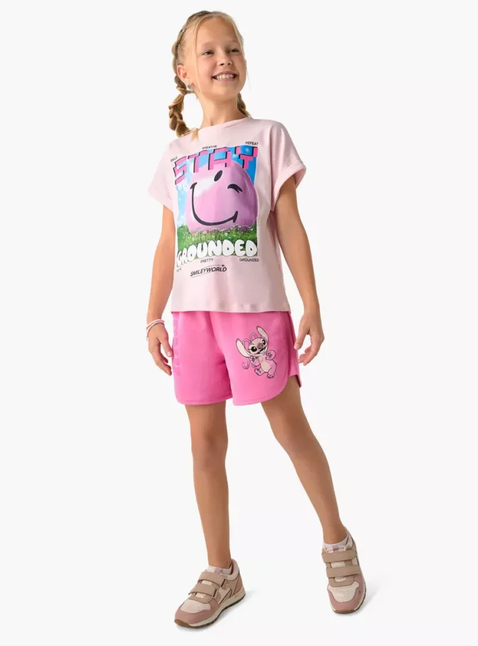 Disney Angel Print Shorts with Drawstring Closure-2
