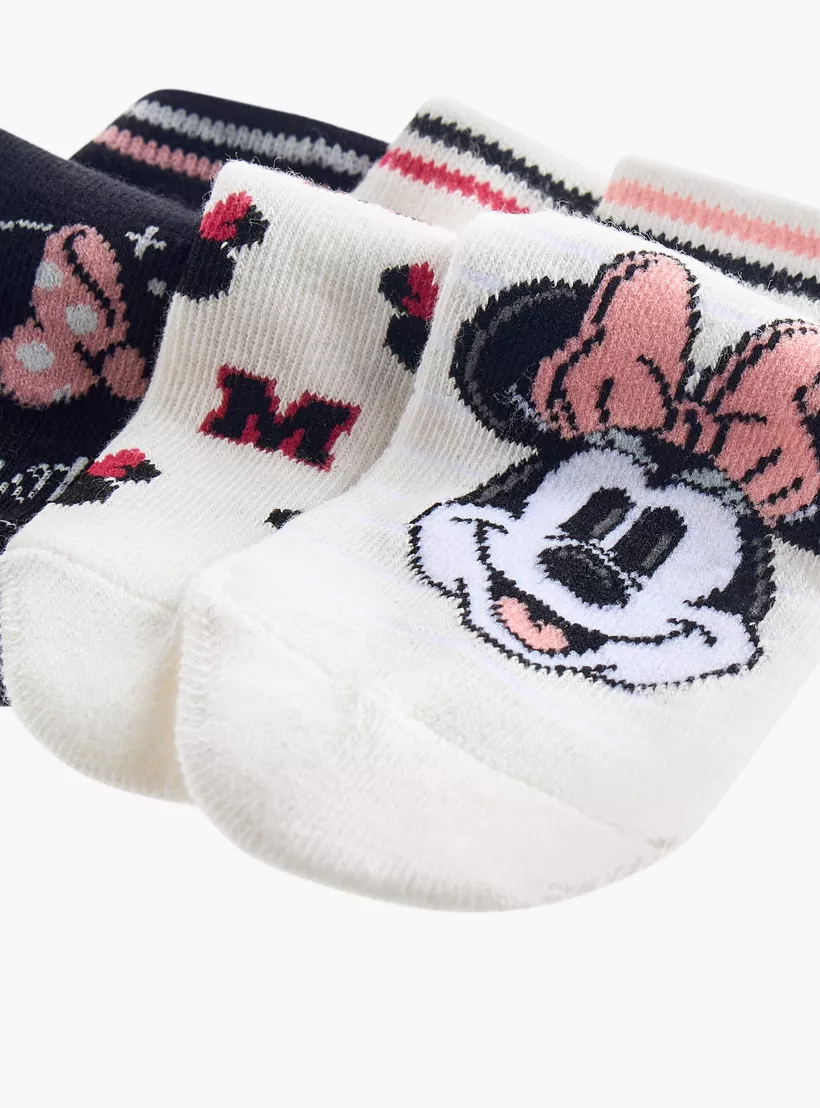 Disney Minnie Mouse Print Ankle Length Socks - Set of 3-3