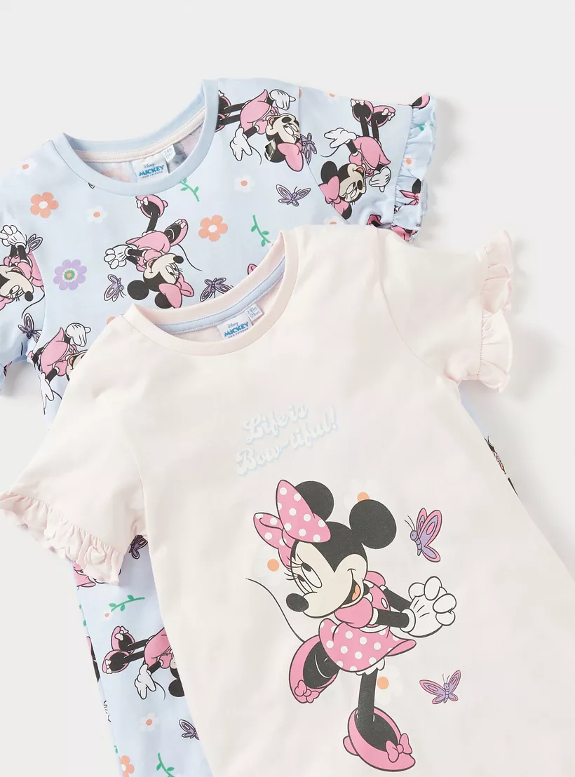 Disney Minnie Mouse Print Night Dress - Set of 2-4