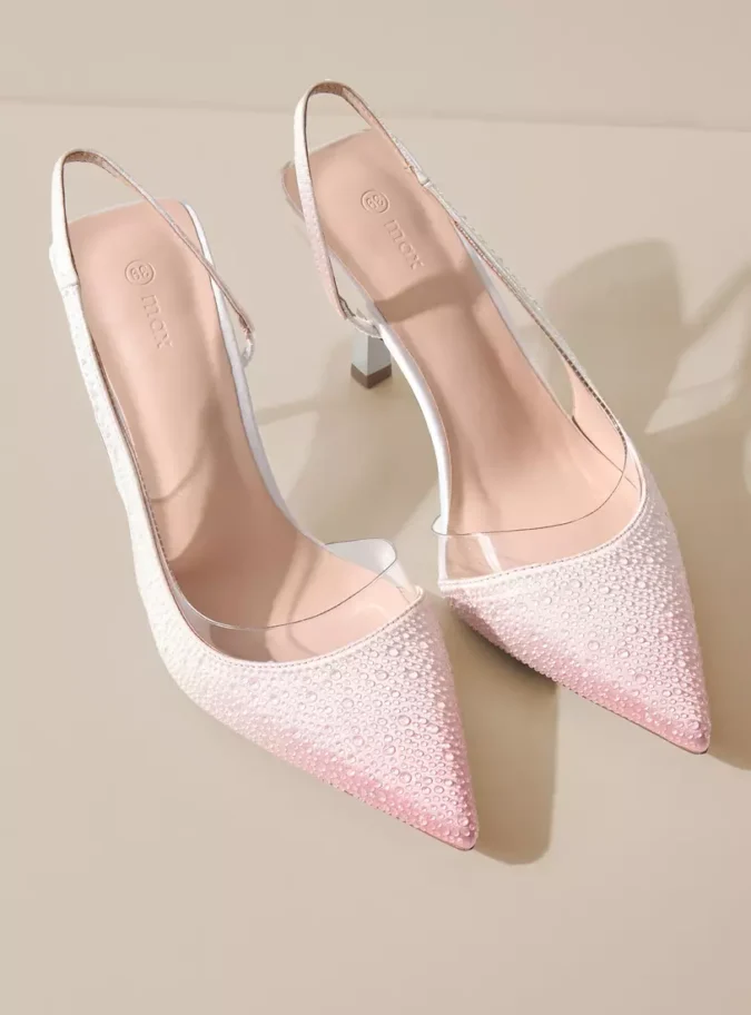 Embellished Back Strap Slip-On Sandals with Stiletto Heels-1