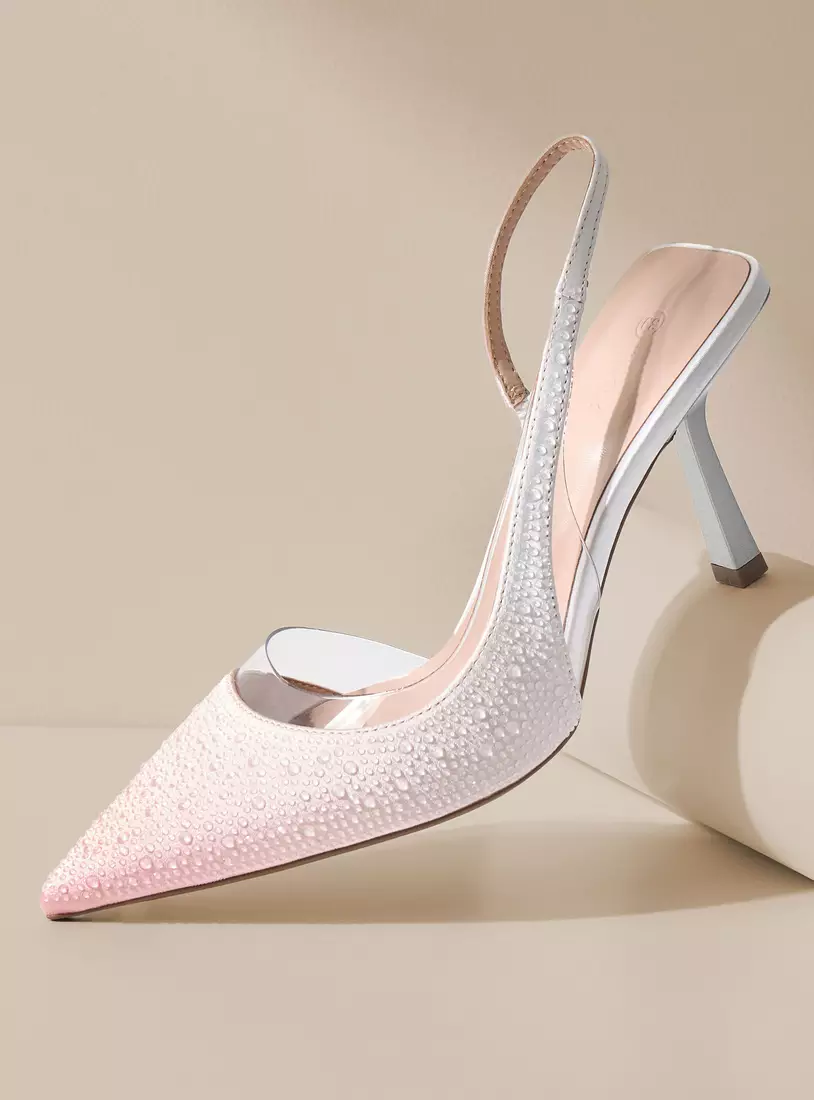 Embellished Back Strap Slip-On Sandals with Stiletto Heels-2