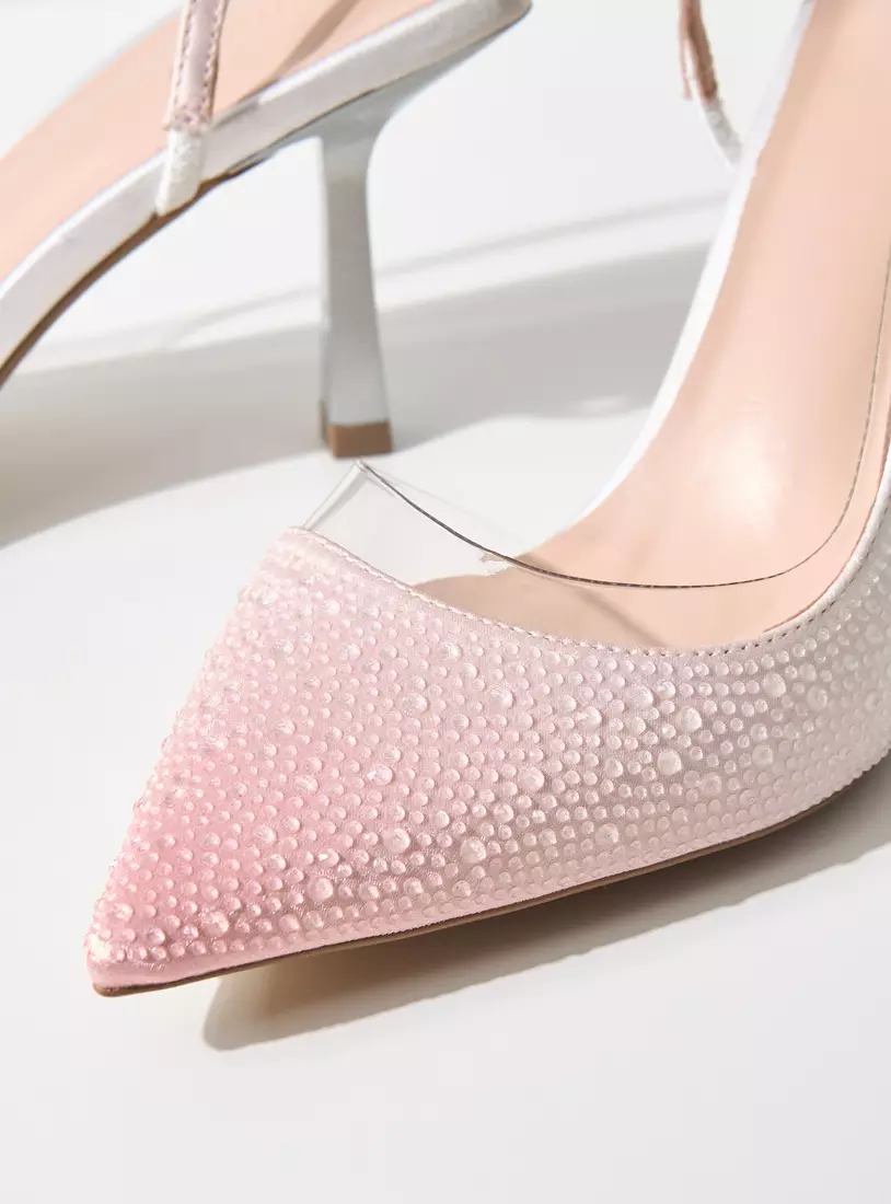 Embellished Back Strap Slip-On Sandals with Stiletto Heels-3