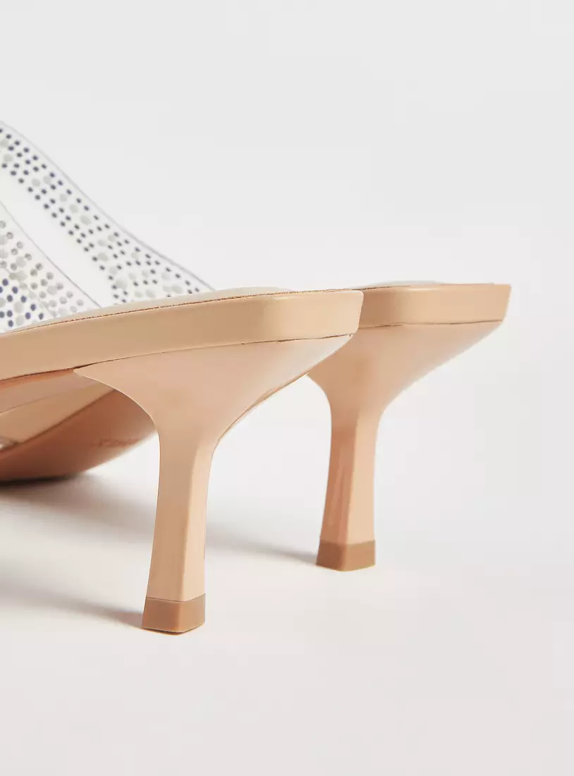 Embellished Pointed Toe Slip-On Mules with Stiletto Heels-4