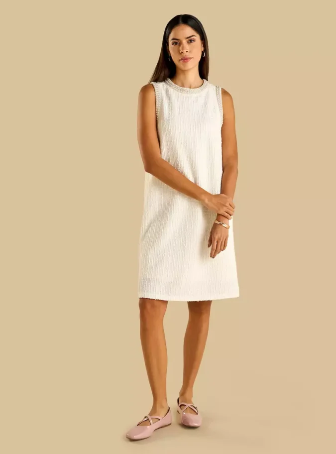 Embellished Sleeveless Shift Dress-2