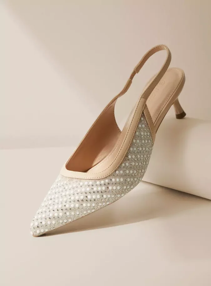 Embellished Slingback Slip-On Shoes with Kitten Heels-1