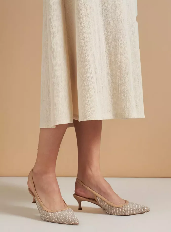 Embellished Slingback Slip-On Shoes with Kitten Heels-2