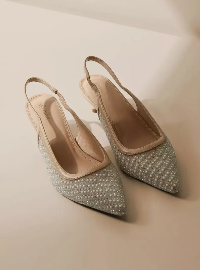 Embellished Slingback Slip-On Shoes with Kitten Heels-3