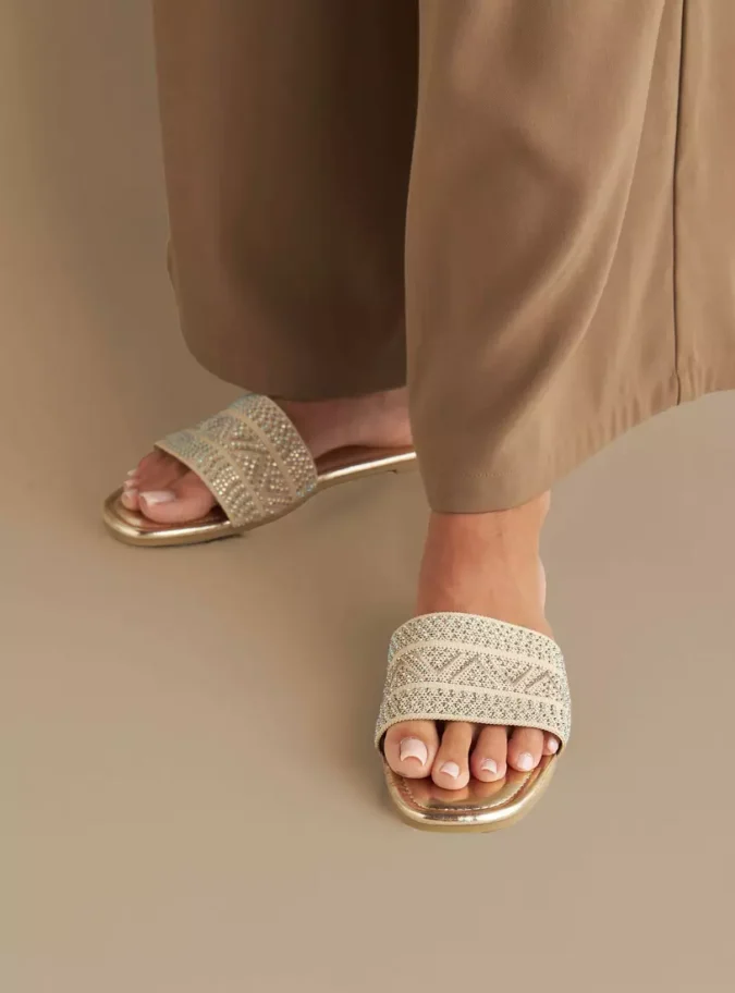 Embellished Slip-On Flat Sandals-2