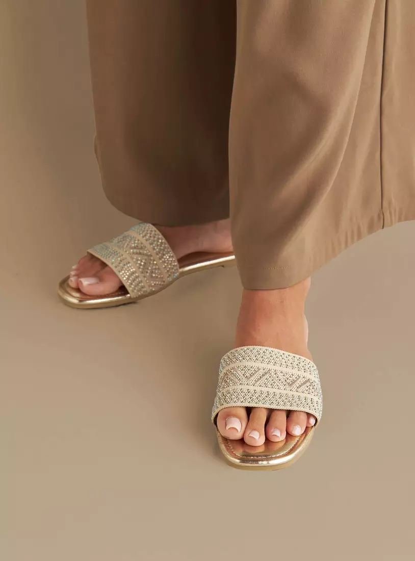 Embellished Slip-On Flat Sandals-2