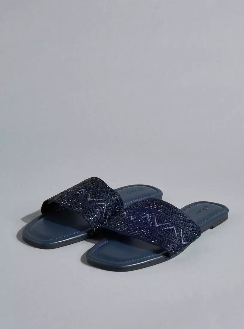 Embellished Slip-On Flat Sandals-3
