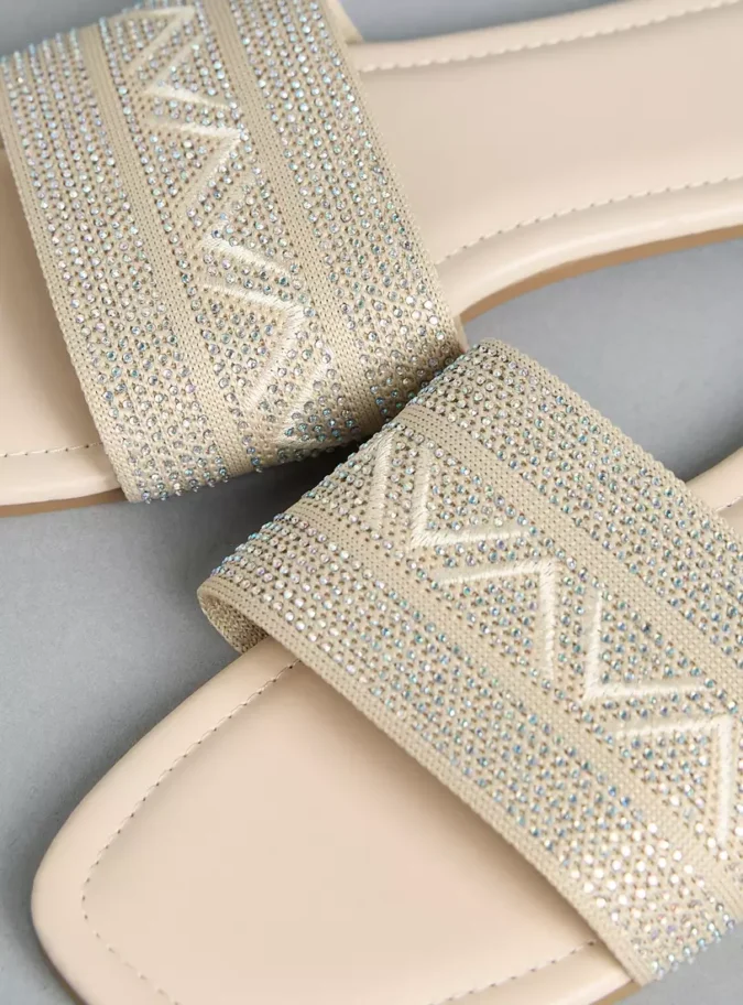 Embellished Slip-On Flat Sandals-3