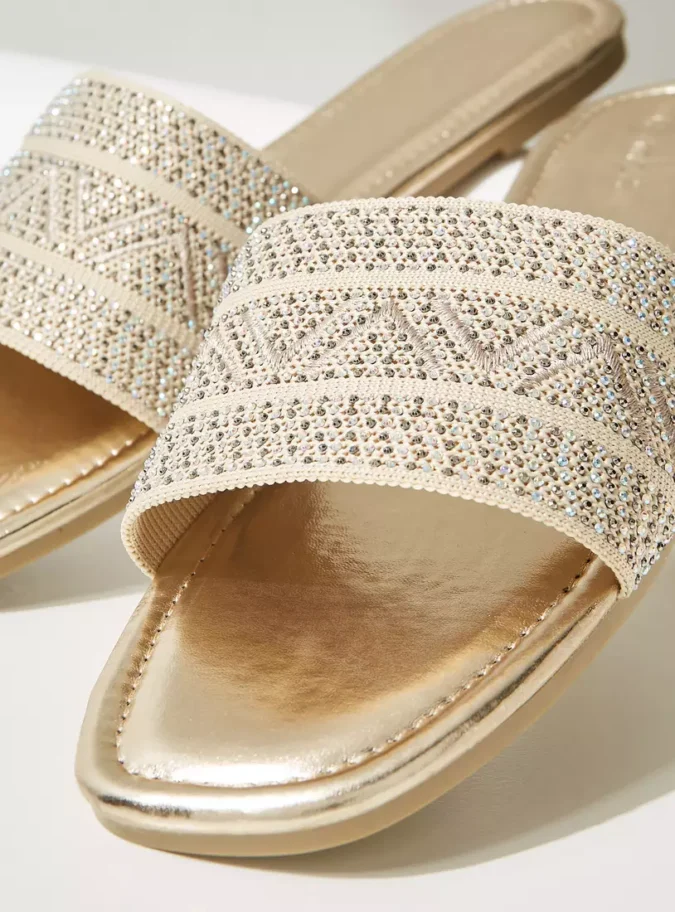Embellished Slip-On Flat Sandals-4