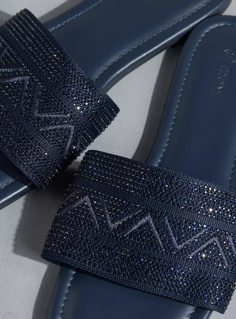 Embellished Slip-On Flat Sandals-4