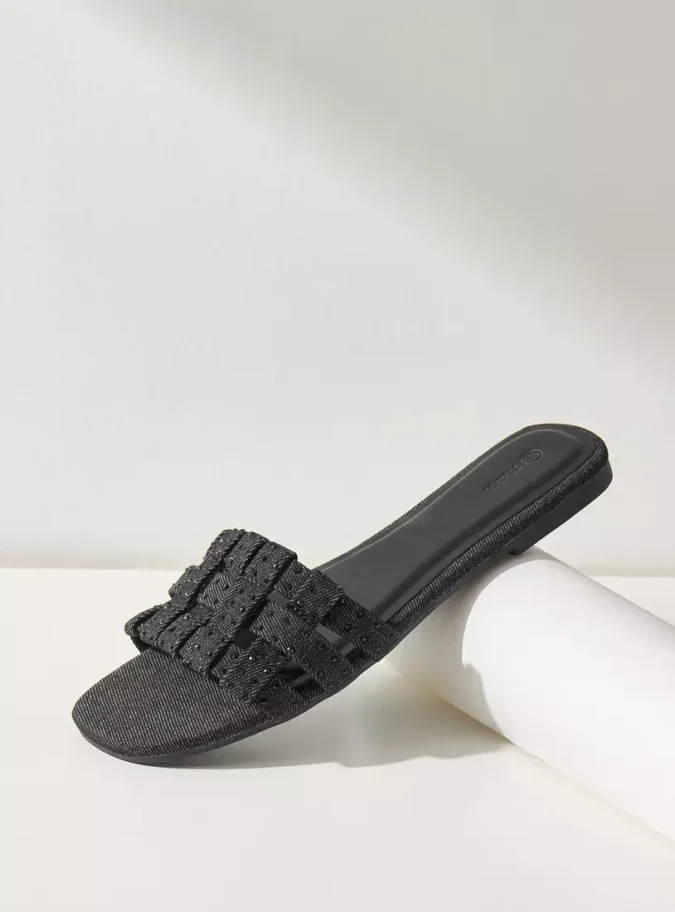 Embellished Slip-On Sandals-