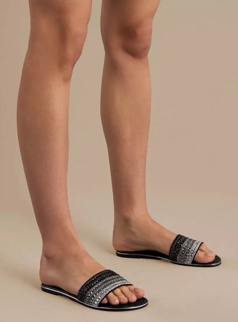 Embellished Slip-On Sandals-2