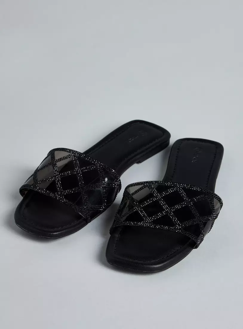 Embellished Slip-On Sandals-3