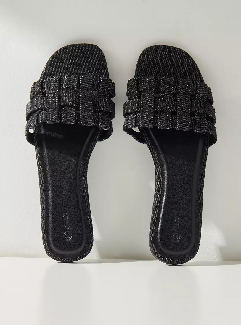 Embellished Slip-On Sandals-3