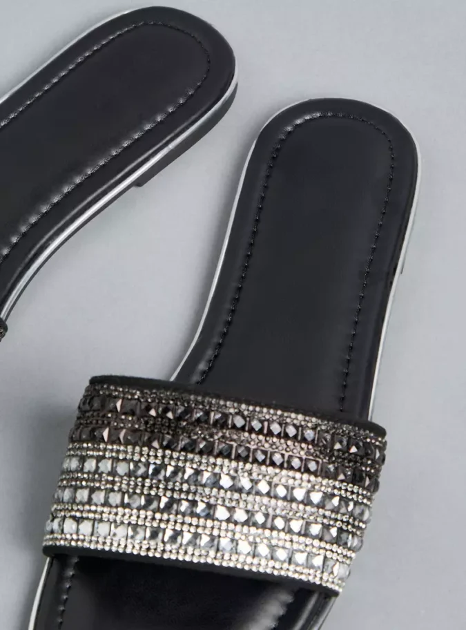 Embellished Slip-On Sandals-4