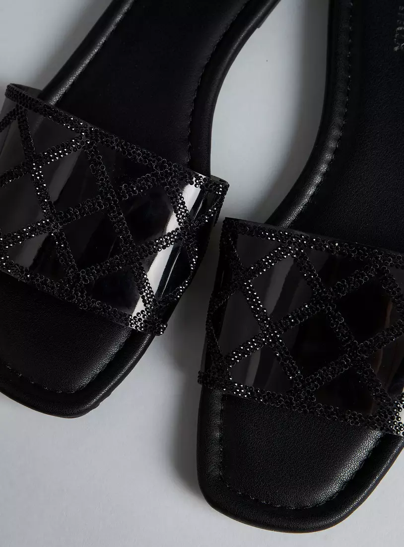 Embellished Slip-On Sandals-4