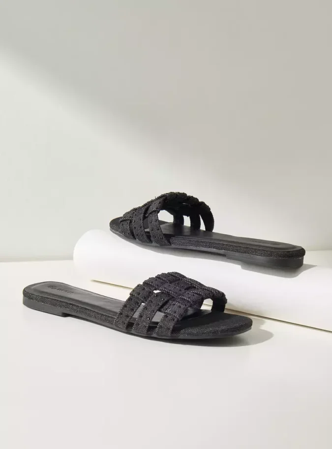 Embellished Slip-On Sandals-4