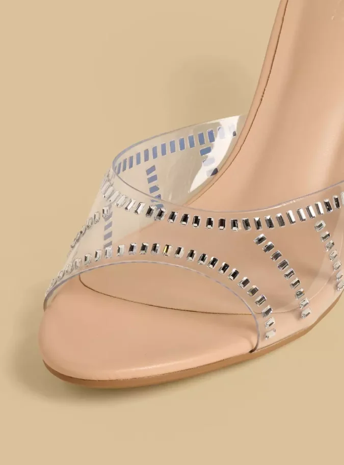 Embellished Slip-On Sandals with Flared Heels-3