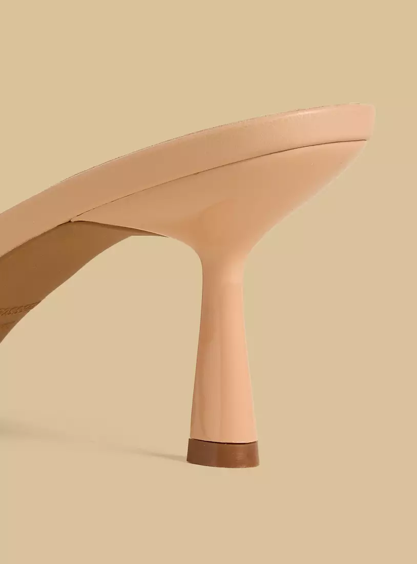 Embellished Slip-On Sandals with Flared Heels-4