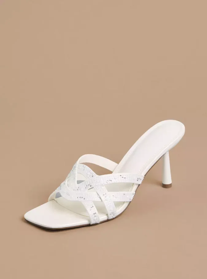 Embellished Slip-On Sandals with Stiletto Heels-1