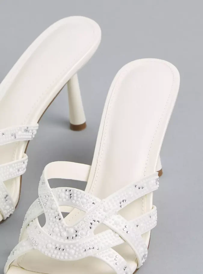 Embellished Slip-On Sandals with Stiletto Heels3