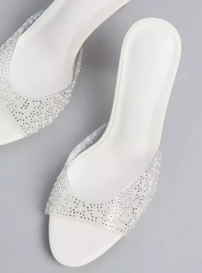 Embellished Slip-On Sandals with Stilleto Heels-3