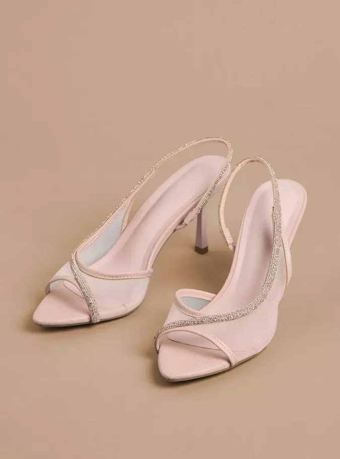 Embellished Slip-On Slingback Shoes with Stiletto Heels-1