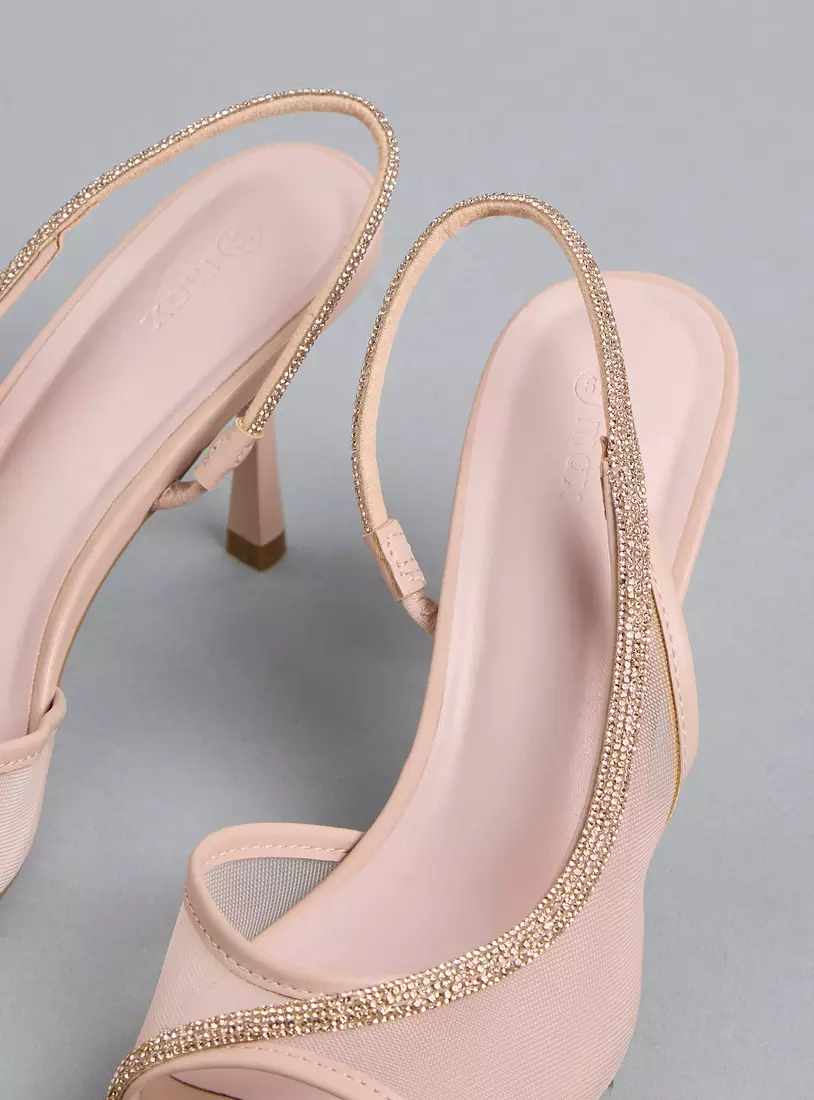 Embellished Slip-On Slingback Shoes with Stiletto Heels-3