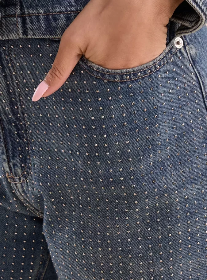 Embellished Straight Fit Jeans-4