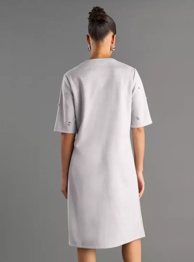 Embellished Suede Shift Dress-2