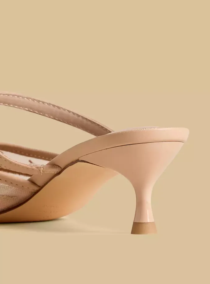 Embroidered Pointed Toe Slip-On Shoes with Kitten Heels-4