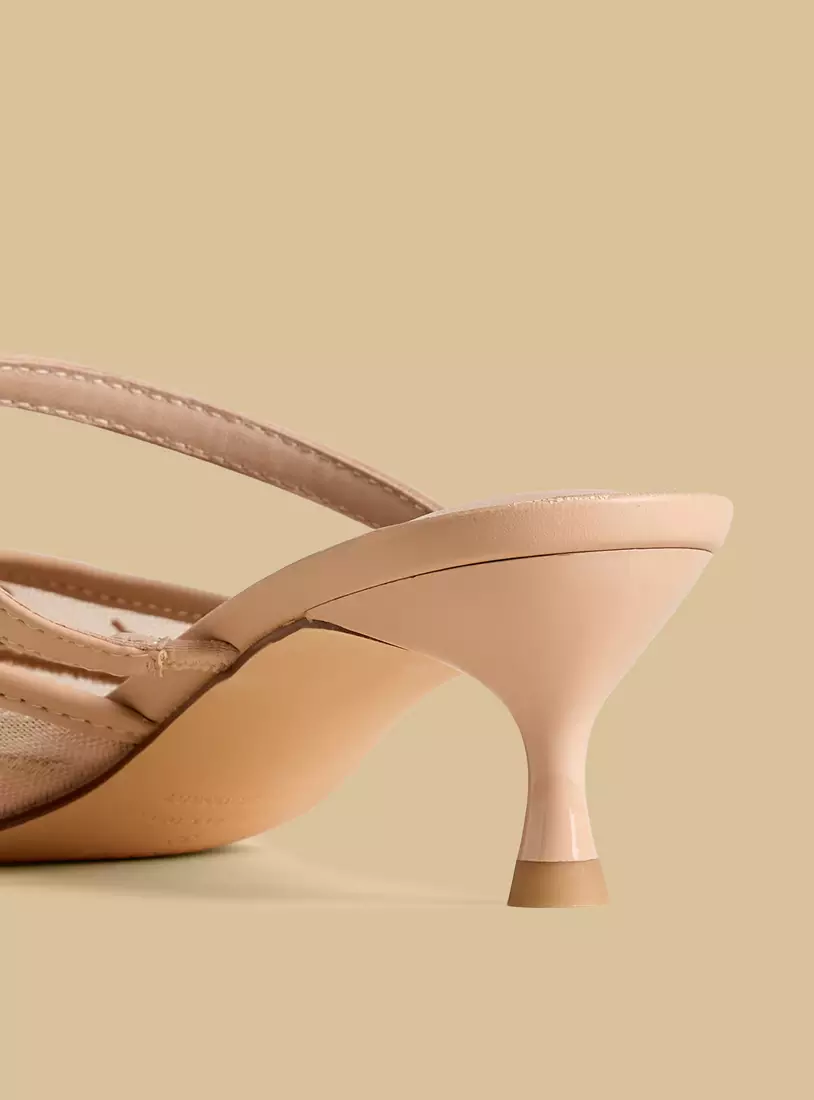 Embroidered Pointed Toe Slip-On Shoes with Kitten Heels-4