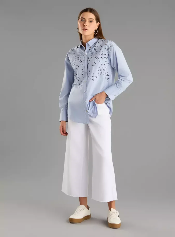 Embroidered Poplin Oversized Shirt-1