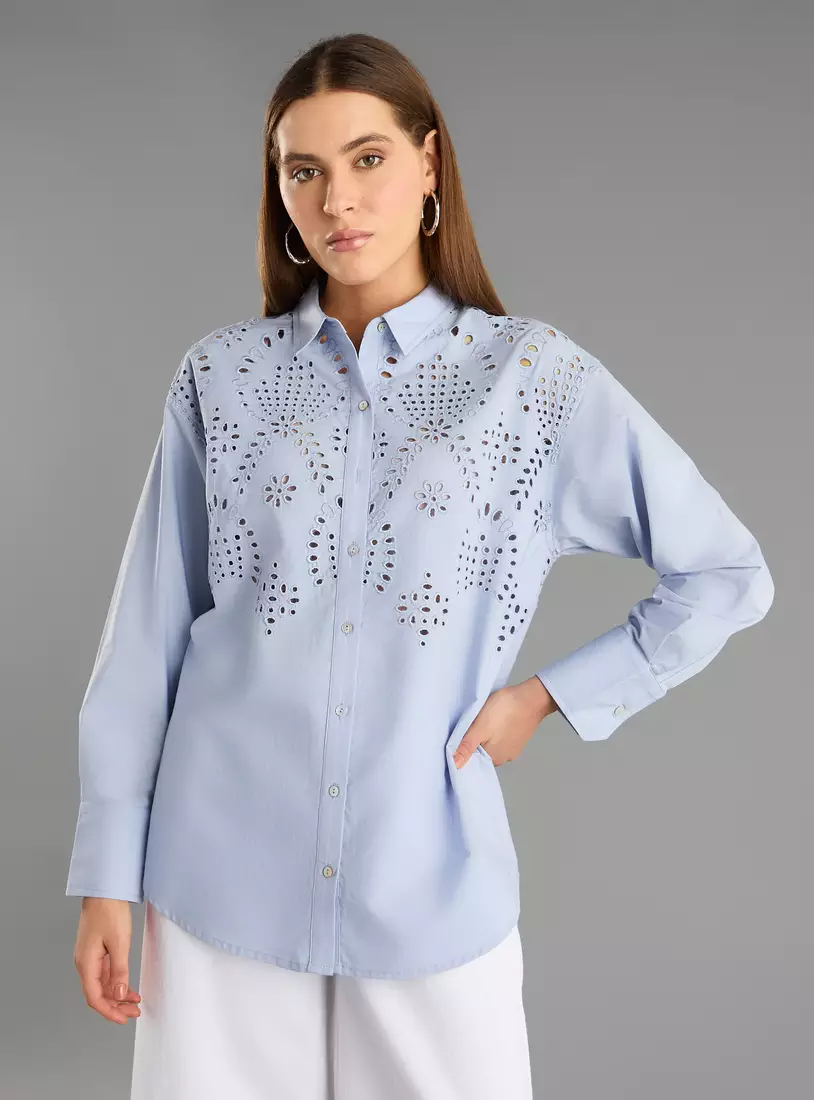 Embroidered Poplin Oversized Shirt-4