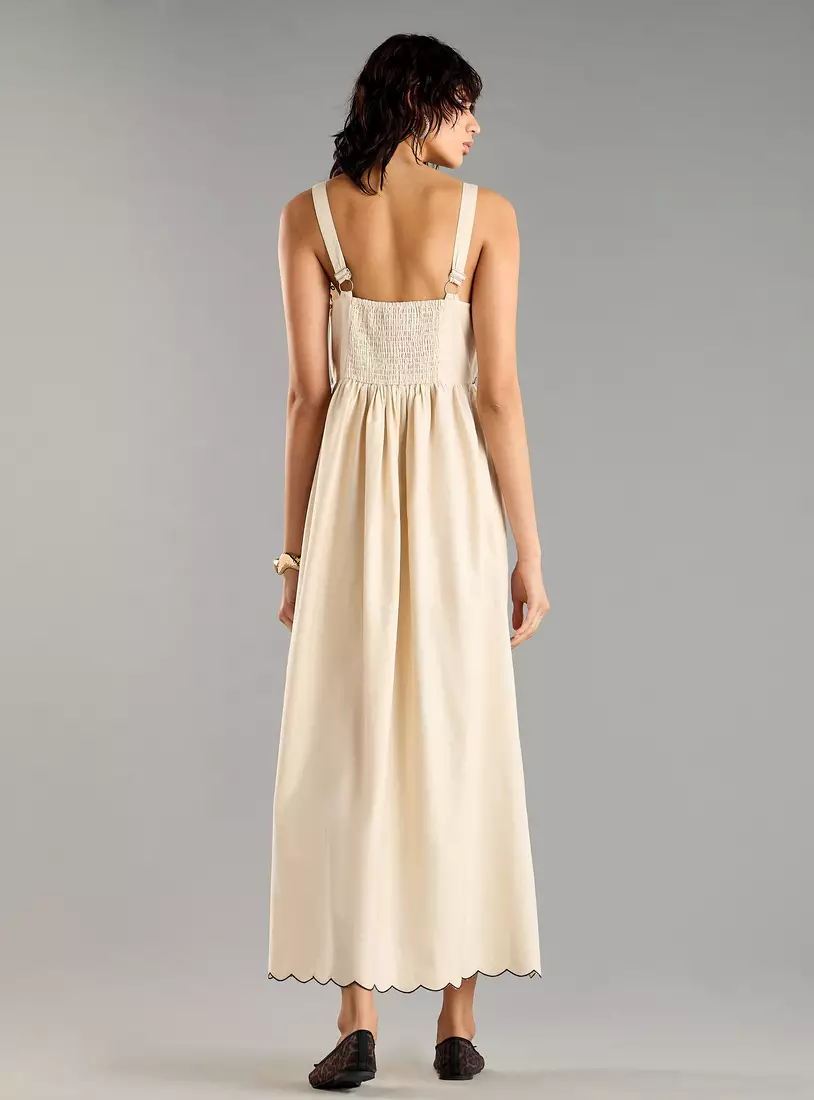 Embroidered Strappy Maxi Dress-2