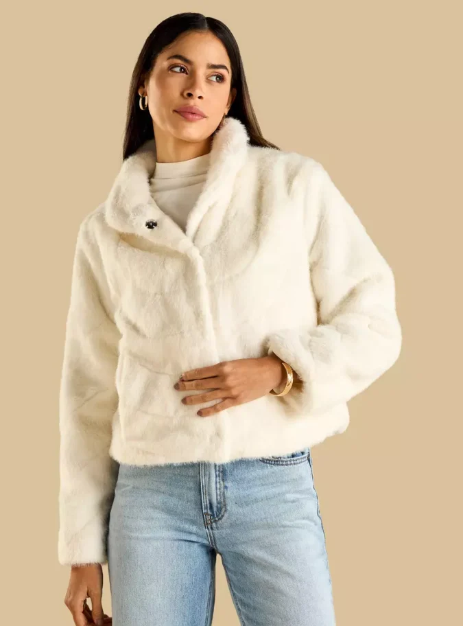 Faux Fur Jacket with Pockets-1