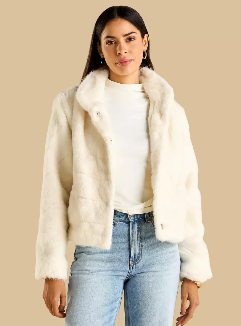 Faux Fur Jacket with Pockets-4