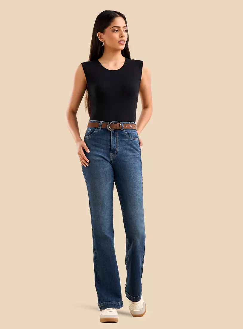 Flared Jeans with Belt-4