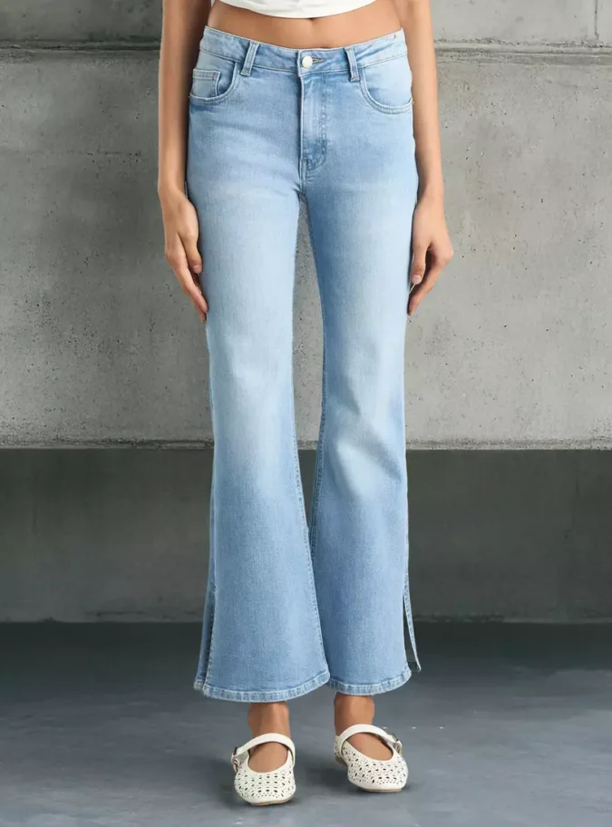 Flared Jeans with Side Slit-1