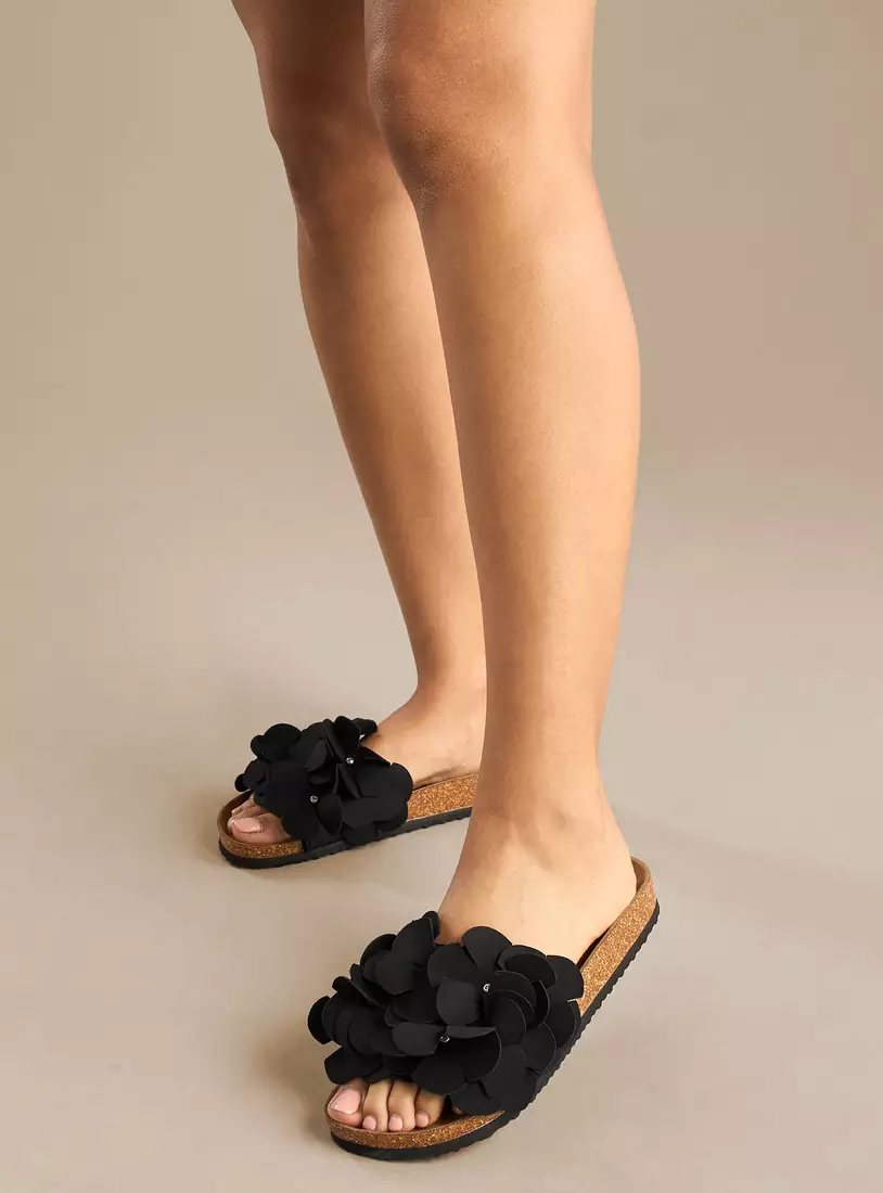 Floral Accent Slip-On Sandals-2