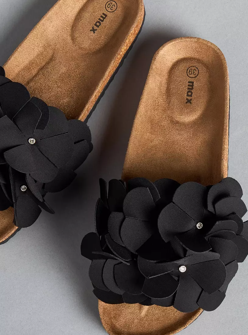 Floral Accent Slip-On Sandals-3