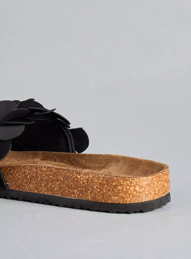 Floral Accent Slip-On Sandals-4