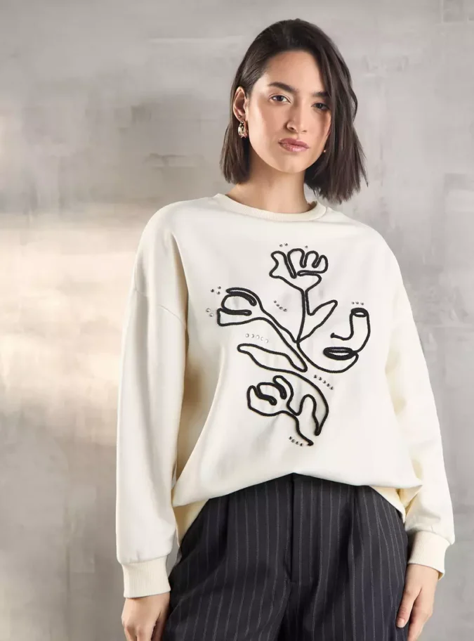 Floral Applique Sweatshirt-1