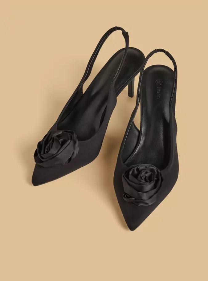 Floral Embellished Slingback Shoes with Stiletto Heels-1