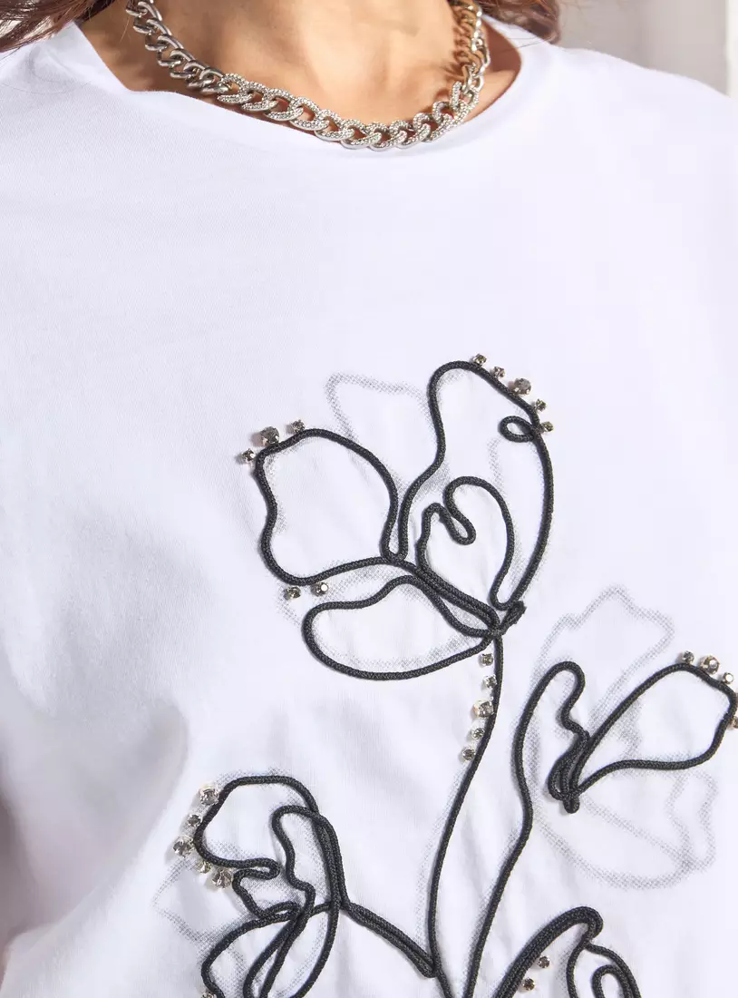 Floral Embellished T-shirt-3