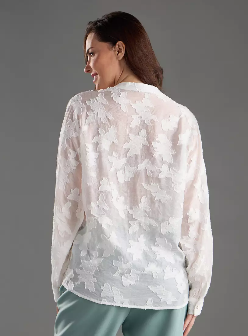 Floral Jacquard Textured Shirt-2
