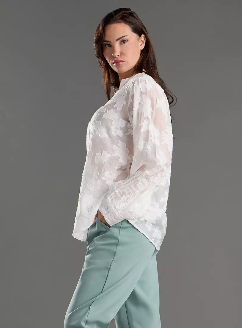 Floral Jacquard Textured Shirt-4